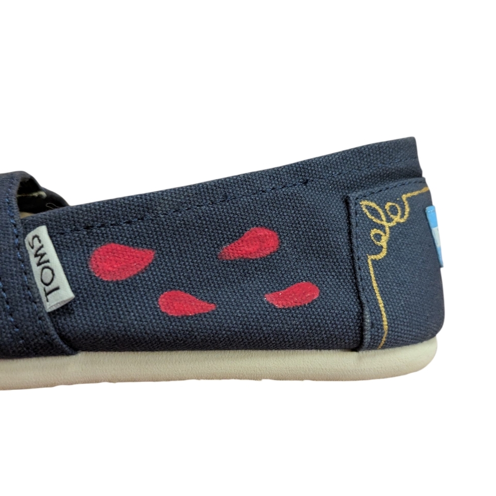TOMS Custom Hand Painted Beauty and the Beast Navy Flats Size 7 - Picture 6 of 12